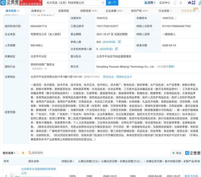 孙东旭卸任东方优选法定代表人